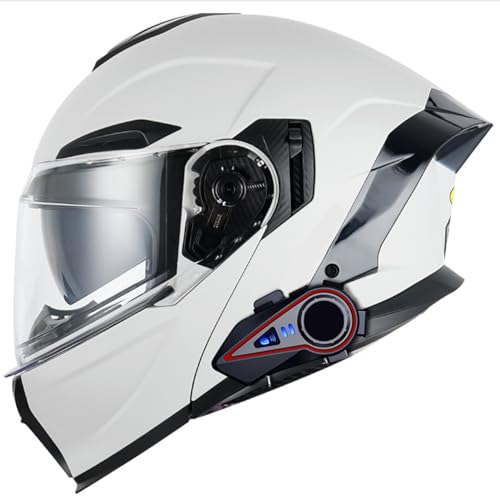 Klapphelm, modularer Bluetooth-Helm, Integralhelm, Motorradhelm, Visierhelm, einteiliger Helm, Sonnenschutzhelm, Unisex DOT/ECE-Zulassung, Cruiser, Moped 3,XL(61-62) cm
