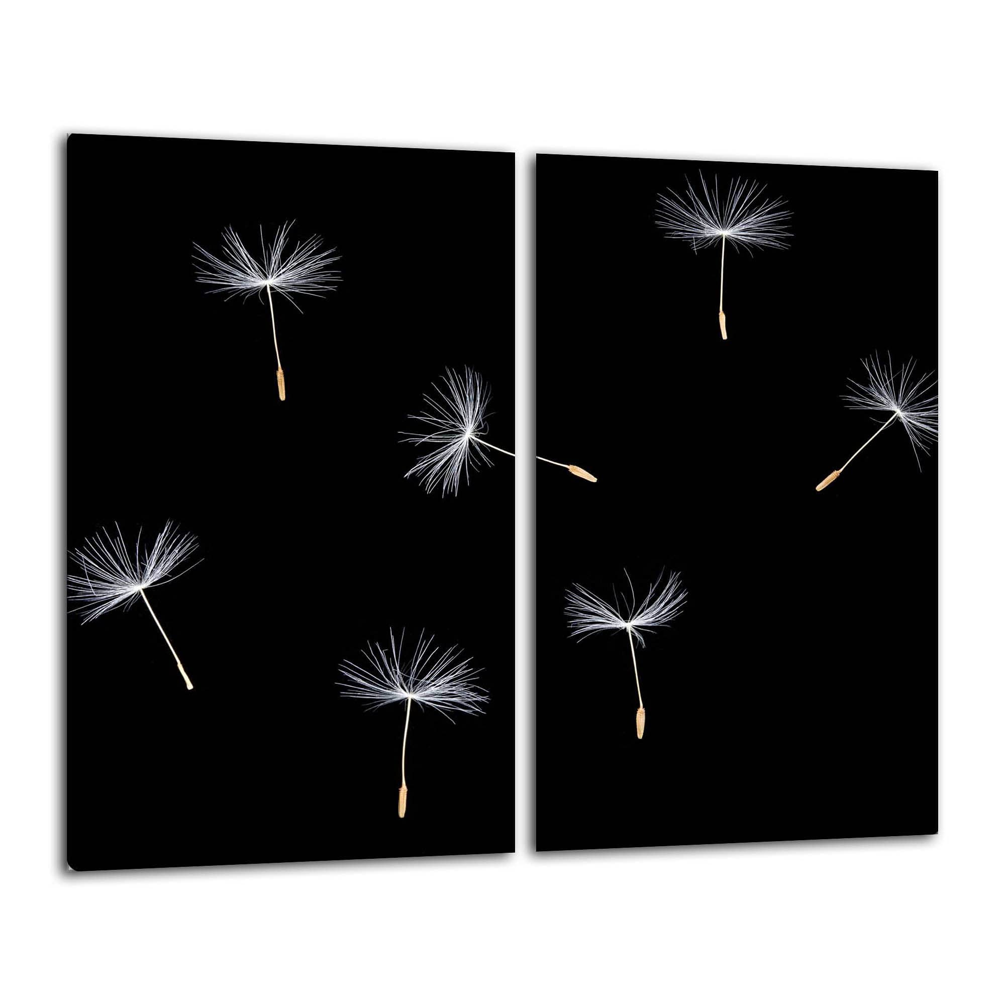 Gsmarkt | Herdabdeckplatten Schneidebrett Spritzschutz Set 2x30x52 | Bild auf Glas | Sicherheitsglas Gehärtetes Glas Bild | Motiv Pusteblume