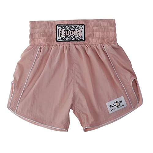 FLUORY Muay Thai Shorts, einfache, stilvolle Boxshorts, weiches glattes Nylon, Kampf, Frapple, Workout-Shorts, rose, XXX-Large