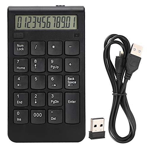 2.4G Wireless Number Pad, tragbare Mini-Zifferntastatur USB-Buchhaltung Digitale Tastatur mit Bildschirm(schwarz)