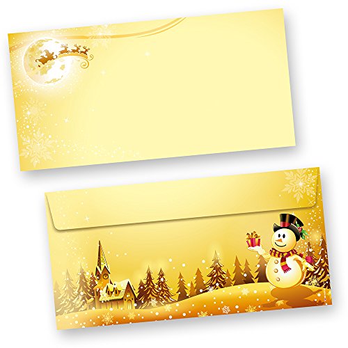 Briefumschläge Weihnachten Schneemann 250 Stück ohne Fenster Din lang Umschläge Weihnachten Weihnachtsumschläge