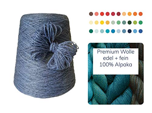 100% Alpaka 500 Gramm günstige Wolle zum Stricken Strickwolle Handstrick Wolle Alpakawolle Stricken Häkeln Garn kratzfrei Nadel 3 3,5 4 5 - Blau