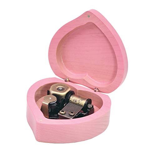 Musikbox Herzförmige Vintage Holzschnitzerei Mechanismus Spieluhr Spieluhr Geschenk Weihnachten/Geburtstag Spieluhren (Color : Pink, Size : B-Happy Birthday)