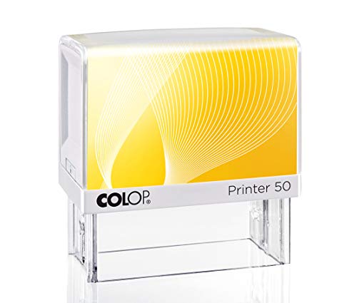 Colop (WEIß) Printer Stempel / 10-20 - 30-50 - 60 / Verschiedene GRÖßEN (60) mit individueller Textplatte/Logo