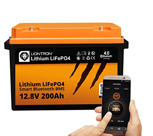 LIONTRON LiFePO4 12V 200Ah Lithium Batterie mit Smart Bluetooth BMS - Versorgungsbatterie für Wohnmobil, Boot, Camping oder Solar