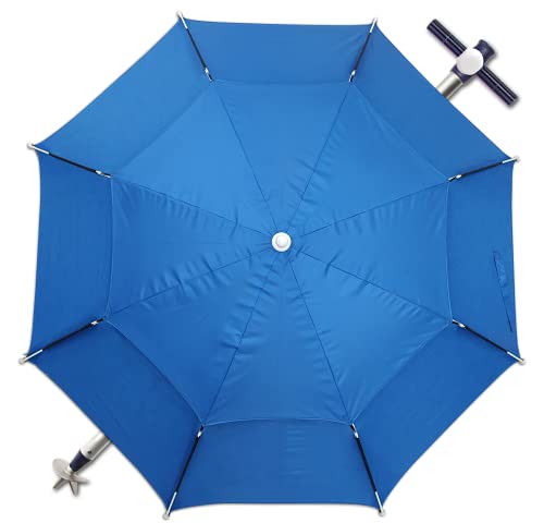 Sonnenschirm für Strand/Garten, Ø 190 cm, winddicht, Aluminiummast, Sonnenschirm für Terrasse, Höhenverstellbar, Garten, Camping Pool, neigbar, 360° drehbar, windfest (Blau), blau