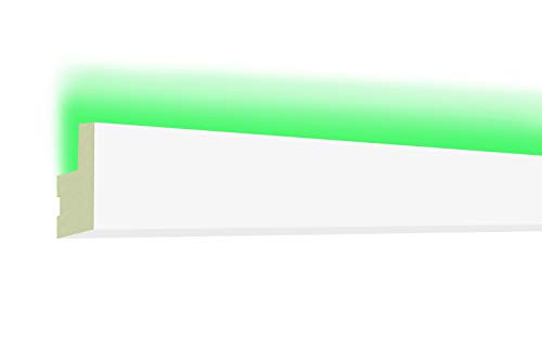 HEXIM LED-19 Sparpaket 34x20mm - indirekte Beleuchtung mit Deckenleisten, lichtundurchlässig, leicht und schlagzäh (50 Meter) Lichtvoute Stuckleisten