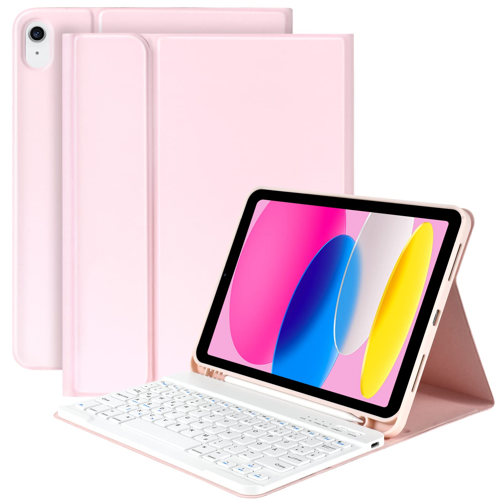 KBCASE iPad 10 Generation Hülle mit Tastatur Slim Tastatur Hülle für iPad 10. Gen 2022 10,9 Magnetisch Abnehmbare Bluetooth Tastatur mit Deutscher QWERTZ Layout für iPad A2696/A2757/A2777