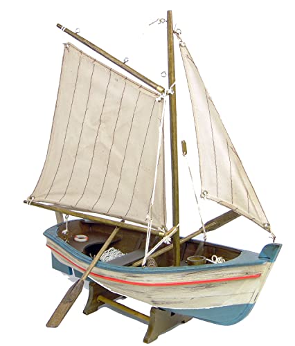 Ruderboot bzw Bördeboot als Modellschiff mit Ständer und beweglichen Teilen als maritime Dekoration für Heim und Büro oder als schönes dekoratives Geschenk hochwertig Verarbeitet