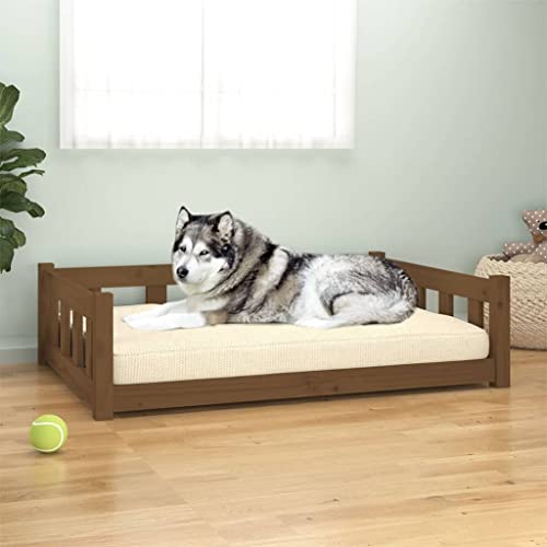 TALCUS Startseite Möbel Hundebett Honigbraun 105,5x75,5x28cm Größe Massivholz Kiefer