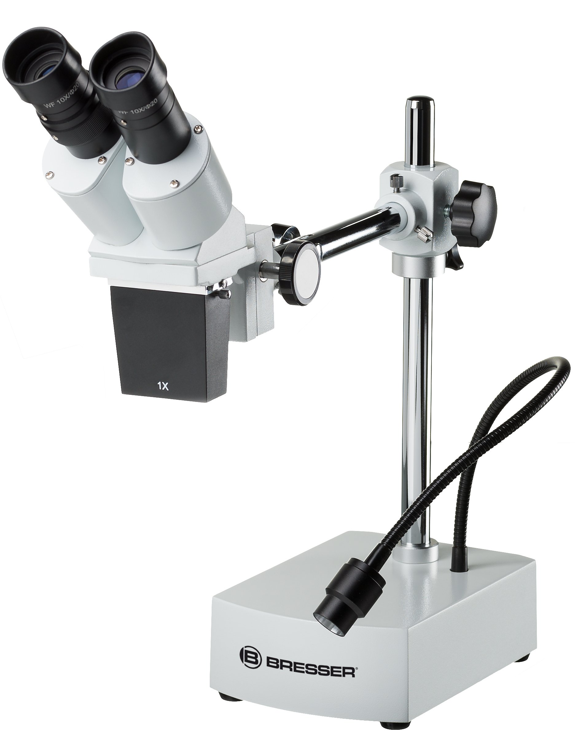 Bresser Auflicht Stereo Mikroskop Biorit ICD-CS 10x/20x Vergrößerung, mit sehr großem Arbeitsabstand und flexibler LED-Beleuchtung, optimal für Lötarbeiten