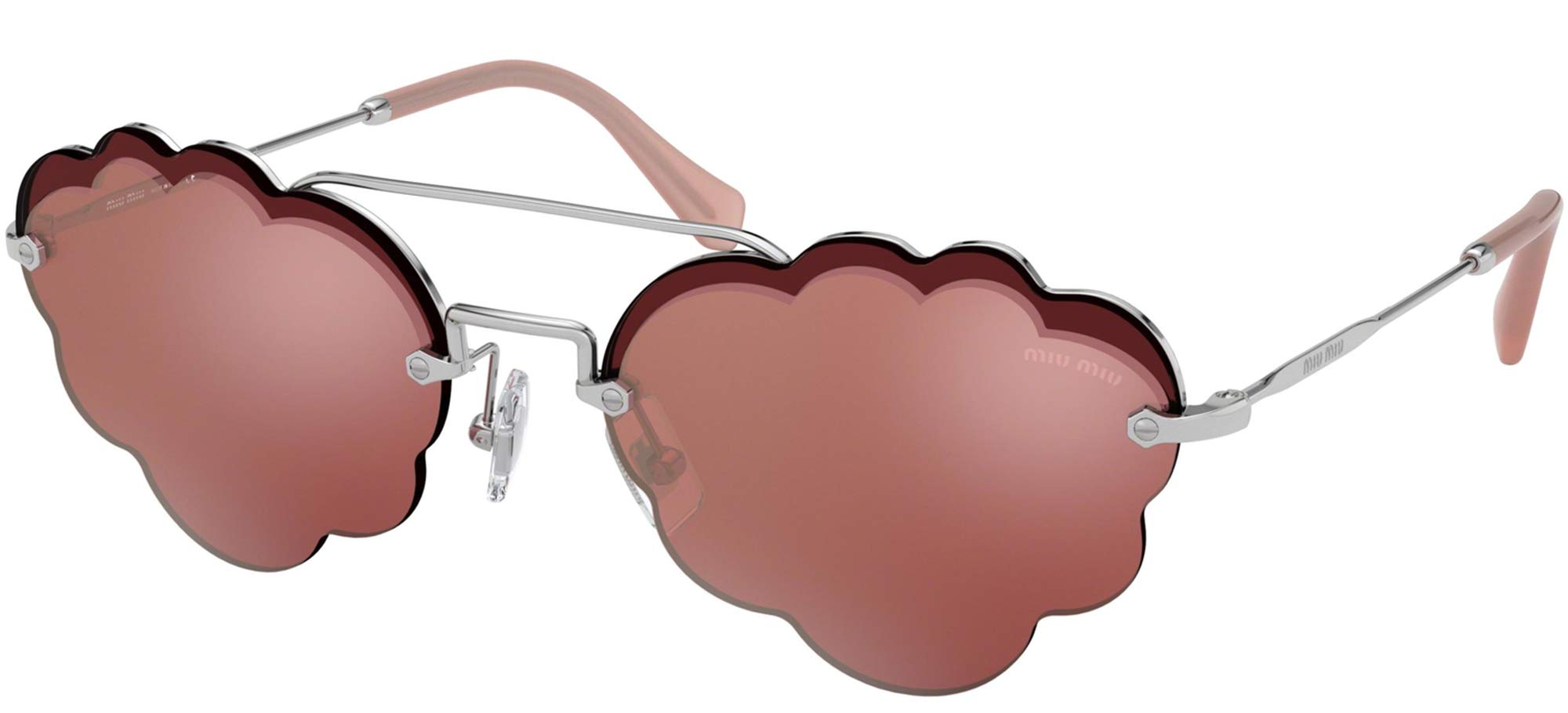 Miu Miu Damen 0MU 57US Sonnenbrille, Silver/Pink, 58