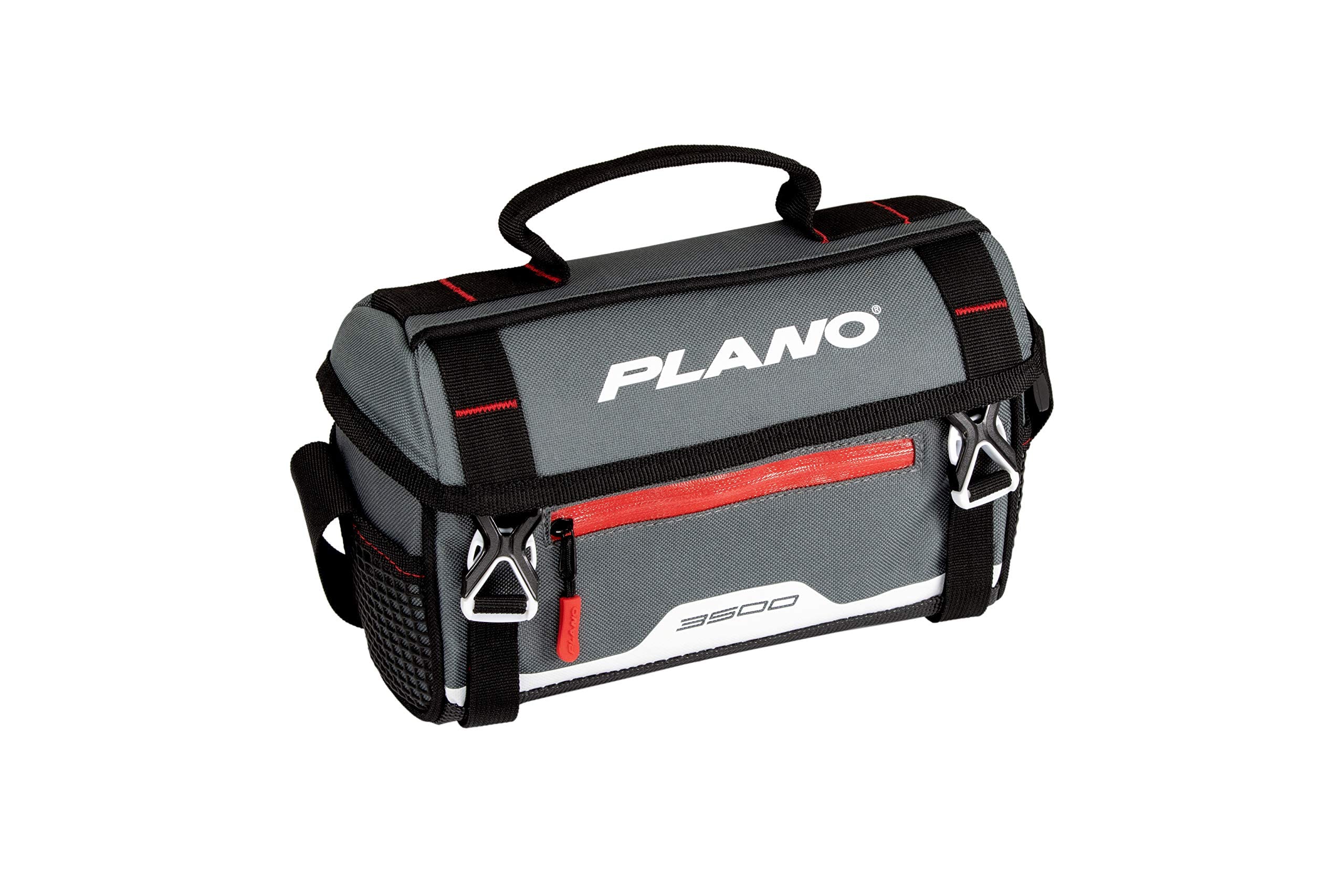 Plano Weekend Series 3500 Softsider Angeltasche, grauer Stoff, inklusive 2 3500 Aufbewahrungsboxen, weiche Angeltasche für Köder und Köder, wasserabweisend