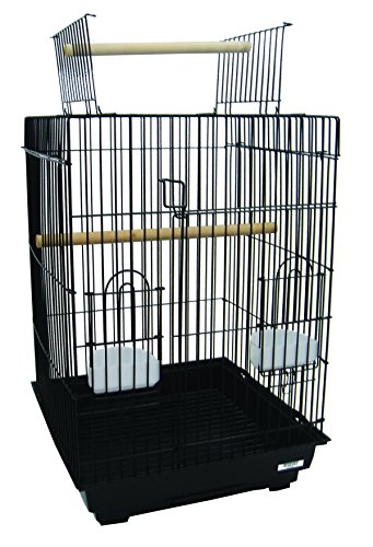 YML A5984 Papageienkäfig mit Ständer, 1,9 cm, mit Gitterabstand, 45,7 x 45,7 cm, Schwarz