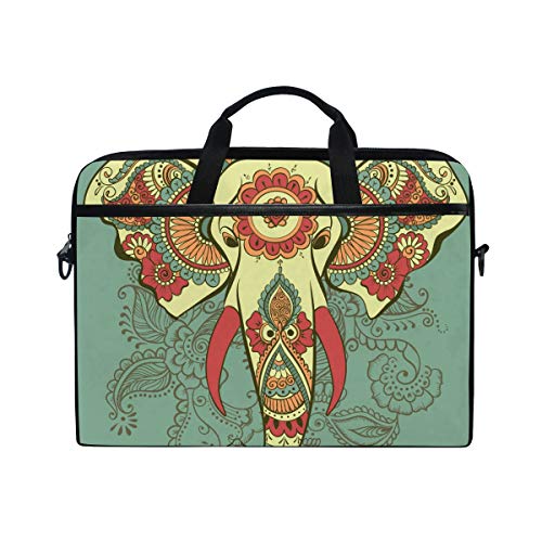 LUNLUMO Henna Elefant auf dem indischen Muster, 38,1 cm (15 Zoll) Laptop- und Tablet-Tasche, strapazierfähig, für Business/Uni/Damen/Herren