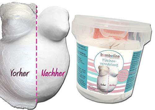 bambelina® Flächenveredelung Set für einen Babybauch Gipsabdruck - zur Glättung von rauhen Gipsoberflächen, incl. Malgrund, Deutsches Produkt