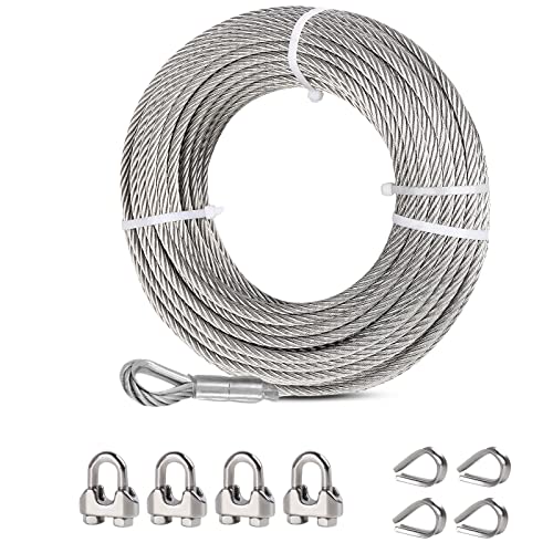 hannger Drahtseil 6mm 7,6M Edelstahl Seil Set, 7x19 Litzenkern Stahlseil mit Ösen, Flugzeugkabel mit Seilklemmen und Fingerhut, 2900kg Bruchfestigkeit Perfekt für Seilbahn, Außen,Garten,Geländer