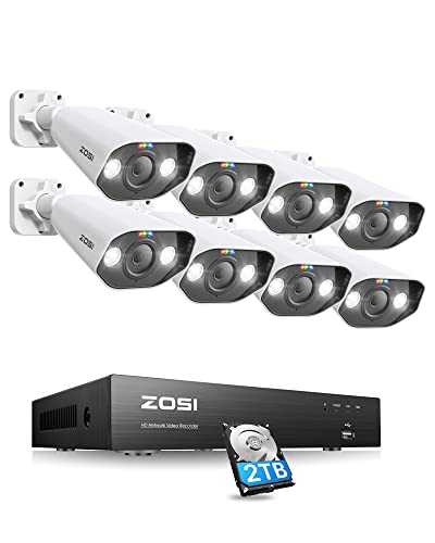 ZOSI C182 4K Überwachungskamera Set, 8X 8MP PoE IP Bullet Kamera Überwachung Aussen mit 8CH 2TB HDD NVR, KI Personenerkennung, 2-Wege Audio, Farbnachtsicht, 24/7 Videoüberwachung System