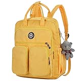 ECOSWAY Damen-Rucksack mit mehreren Taschen, großes Fassungsvermögen, wasserdicht, Studenten-Stil, multifunktionaler Rucksack für Outdoor, Reisen, Schule, gelb (Gelb) - B071610A5