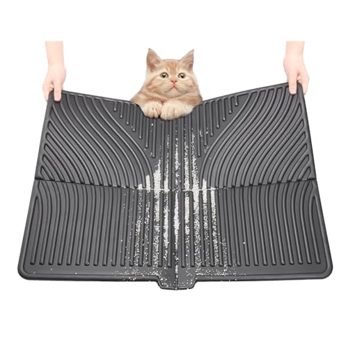 MANDDLAB Katzentoilettenmatte, GroßE Katzenstreu-Auffangmatte, Weich auf Katzenpfoten, Katzentoilettenmatte HäLt Den Boden Sauber, Schwarz
