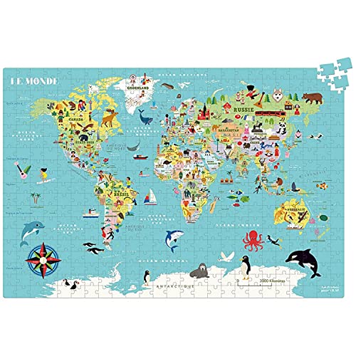 Vilac Weltkarte Puzzle 500 Stück Ingela P.A – ab 8 Jahren – 7619, Mehrfarbig