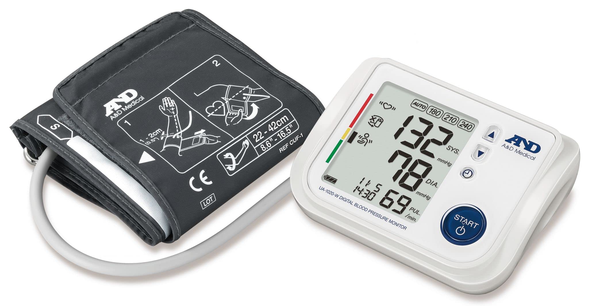 A & D ua-1020-w Blutdruckmessgerät am Arm 22 – 42 cm