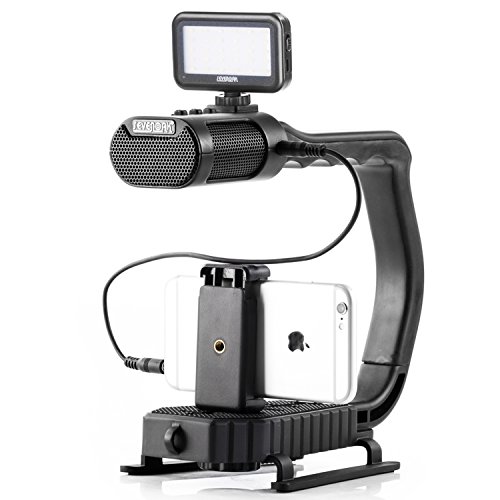 SevenOak MicRig Video Audio Griff mit Eingebautem Mikrofon für Smartphone GoPro DSLR Kamera Camcorder mit Pergear Reinigung Set