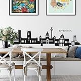 selbstklebendes Wandtattoo Liverpool Skyline Wandsticker selbstklebend Fussball Fanartikel XXL Wandposter 120cm