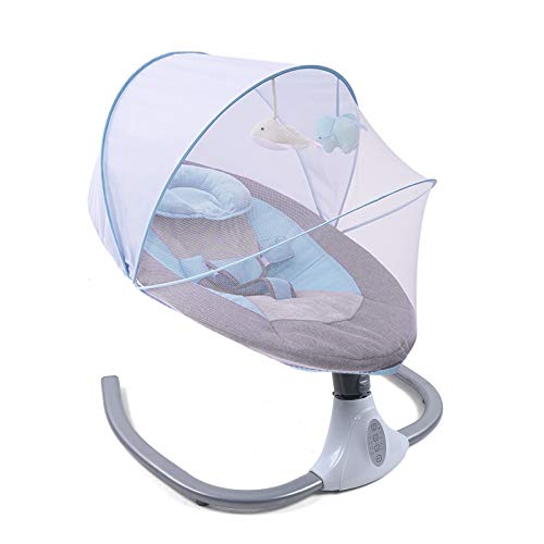 Babywippen Automatische Schaukeln Tragbare Babyschaukel 4 Geschwindigkeiten Klappbar Babyschaukel mit Fernbedienung/Kissen/Bluetooth/Moskitonetz/Sitzbezug