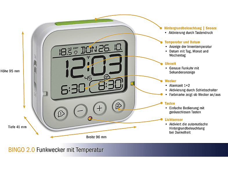 TFA 60.2550.02 Bingo 2.0 Funkwecker