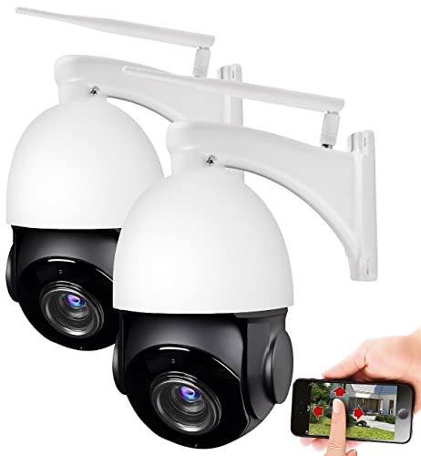 7links Überwachung Kamera WLAN: 2er-Set PTZ-IP-Überwachungskameras mit 2K, 18x-Zoom, WLAN, App, 360° (IP Kamera Outdoor PTZ)