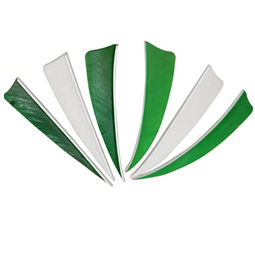 Obert 90 Stück Bogenschießen Pfeilfedern 4 Zoll Türkei Naturfeder Pfeile Befiederung Rechter Flügel für DIY Bogenfedern (Grün + Weiß)