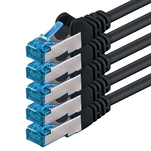 1aTTack.de Cat6 a Netzwerkkabel Cat Cat 6 a Kabel LAN Ethernet Patchkabel 500Mhz 10 Gb s schwarz - 5 Stück 7,5m