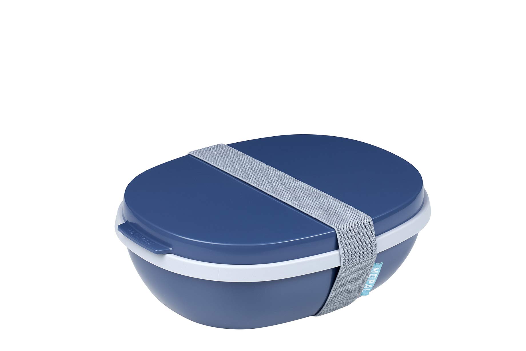 Mepal - Lunchbox Ellipse Duo - Meal Prep Box für Erwachsene & Salatbox zum Mitnehmen - Brotdose für ein gesundes Mittagessen - Ideal für Sandwiches & Salate - 825 ml + 600 ml - Nordic Denim