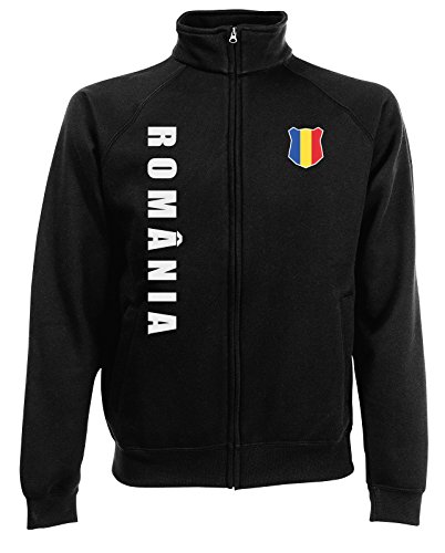 AkyTEX Rumänien Romania Sweatjacke Jacke Trikot Wunschname Wunschnummer (Schwarz, M)