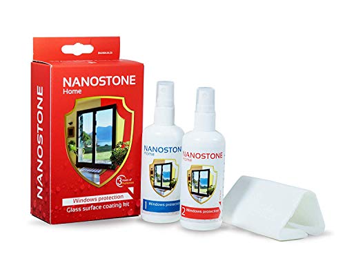 NANOSTONE GLASS Nanoversiegelung Für Glas fenster Protector Lotuseffekt Set mit Nanotechnologie Gegen Schmutz, Wasser und Flecken Fensterversiegelung EASY-TO-CLEAN (60ml/60ml (12m²))