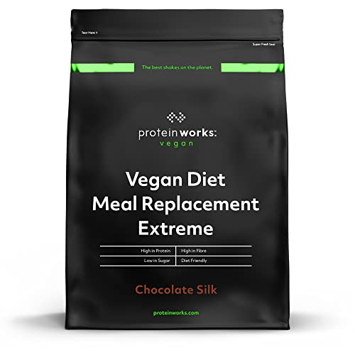 THE PROTEIN WORKS Veganer Diät Mahlzeitenersatz Extreme | 100% pflanzlich, erschwinglich, gesund, schnell, Mahlzeitersatz-Shake | Chocolate Silk, 1000 g