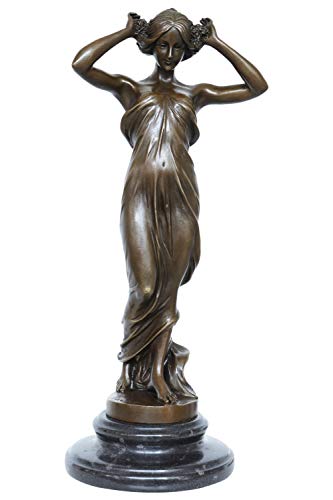 aubaho Bronzeskulptur Nymphe Frau im Antik-Stil Bronze Figur 34cm