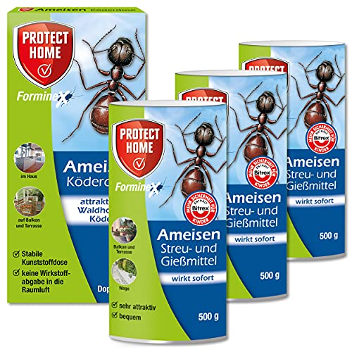 Protect Home 3X 500g FormineX Ameisen Streu-/Gießmittel N + 2 Stück Ameisenköderdose