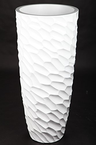 point home Blumentopf, Pflanzkübel aus Fiberglas, weiß, 91cm - für Innen