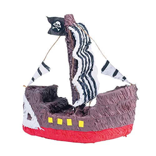 Amakando Piraten-Boot Pinata Galeere zum Schlagen / 39,3x44,4x19cm / Partyspiel Fregatte zum Füllen mit Naschereien & Bonbons / Genau richtig zu Kindergeburtstag & Kinderparty