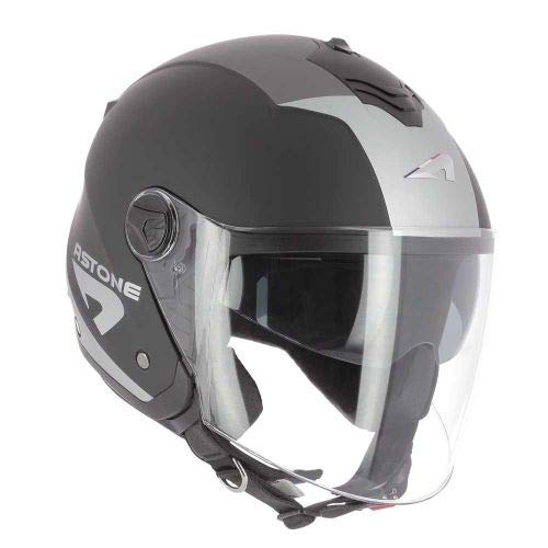 Astone Helmets - MINIJET S Graphic WIPE - Casque jet - Casque jet usage urbain - Casque compact - Coque en polycarbonate - matt black S