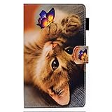 JIan Ying Hülle für Samsung Galaxy Tab A7 10.4 (2020) SM-T500 SM-T505 Mode Leicht Schutzhülle Schmetterling Katze