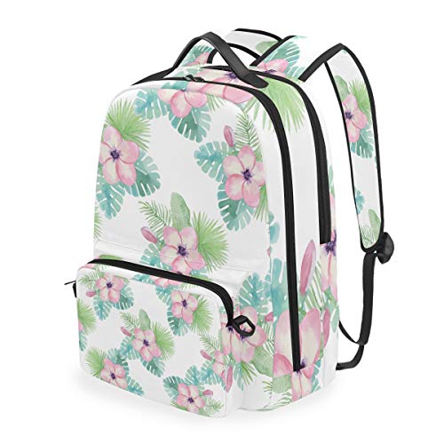 MONTOJ Verschiedene Blätter, kleine rosa Blumen Reisetasche mit Kreuztasche Campus Rucksack