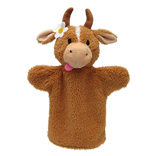 Handpuppe Tierhandpuppen Kuh 28 cm, Ideal für Puppentheatre und Rollenspiele, für Kinder Baby Jungen Mädchen