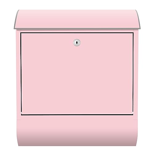 Arcondo Design Briefkasten mit Motiv und Zeitungsfach Unifarbe Rosa