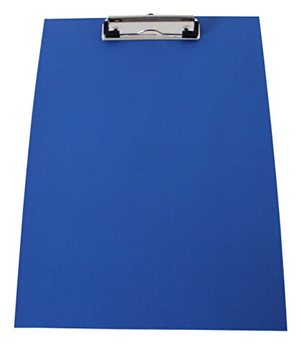 Klemmbrett/Schreibplatte/Klemmplatte A4 economy aus Graupappe, mit PVC-Folien-Überzug, mit Drahtbügelklemme, leinengeprägt, Farbe: blau - 10 Stück