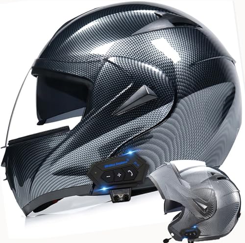 Motorrad-Bluetooth-Helme, modulare Helme mit hochklappbarem Doppelvisier, Integralhelm Klapphelme ECE-zugelassener Helm für Männer und Frauen 5, XL=(61~62CM)