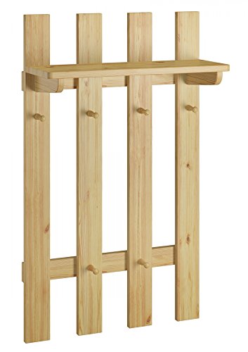 Erst-Holz® Garderobenpaneel Flurgarderobe Kleiderhaken aus Kiefer Massivholz 90.80-14