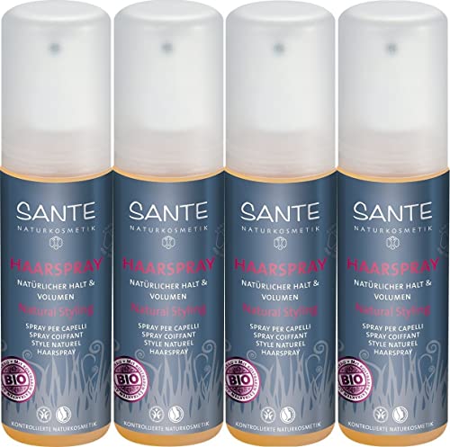 Sante Natural Styling Haarspray Natürlicher Halt & Volumen, 4er Pack (4 x 150ml)